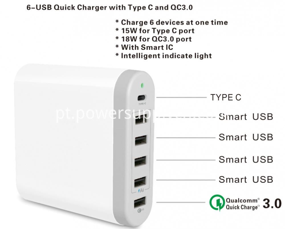Tipo C e Qc3 0 Multi Usb Charger Type C And Qc3 0 Multi Usb Charger